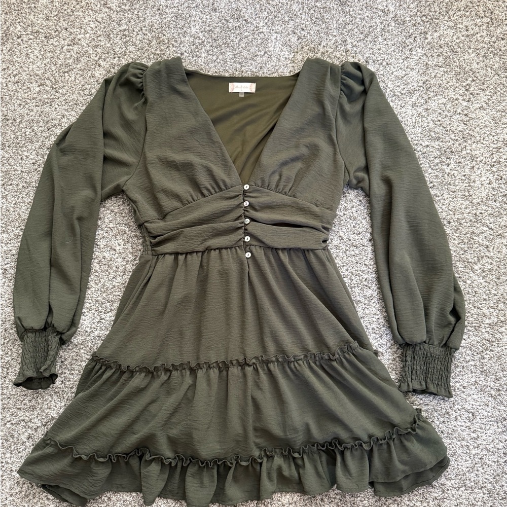 Altar'd State Deep Green Long Sleeve Dress